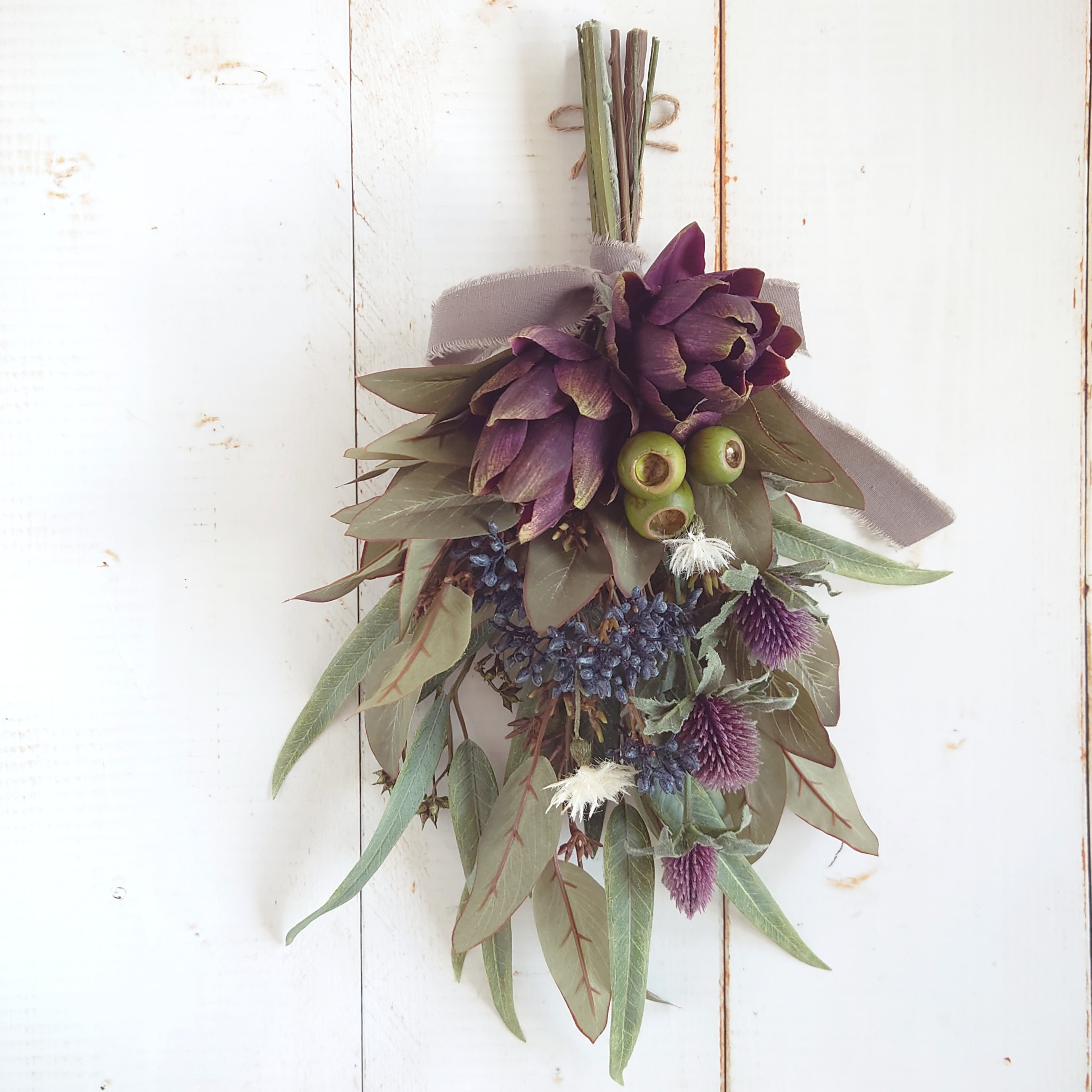 2026再販｜アーティチョークとユーカリ エリンジウムのボタニカルグリーンスワッグ