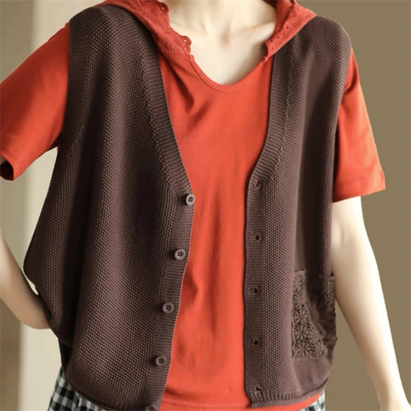 秋の新作、春、冬、ニットベスト、レディース、 ゆったり 4,743円