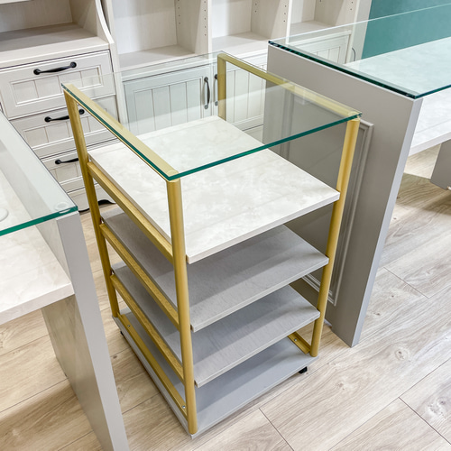 ネイルサロン向けキャスター付き収納棚 収納ワゴン ゴールド