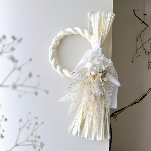 2025年 午年 お正月飾り早割価格 しめ縄&クリスマススワッグ 2way 白午