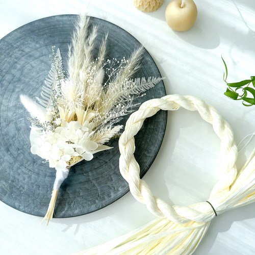 2025年 午年 お正月飾り早割価格 しめ縄&クリスマススワッグ 2way 白午