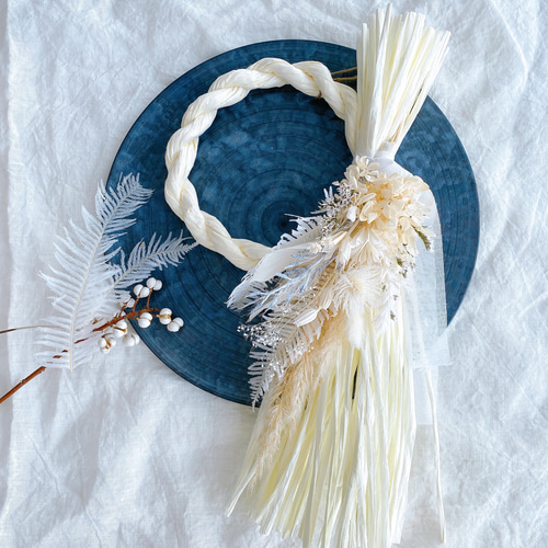 2025年 午年 お正月飾り早割価格 しめ縄&クリスマススワッグ 2way 白午