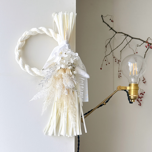 2026年 午年 お正月飾り早割価格 しめ縄&クリスマススワッグ 2way 白午