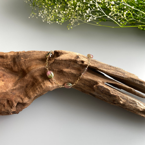 バイカラーウォーターメロントルマリンのブレスレット ブレスレット