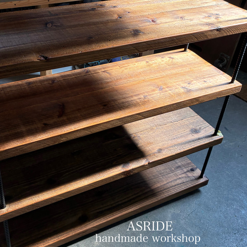 オープンシェルフ3段／オープンラック／本棚／シューズラック/アイアン