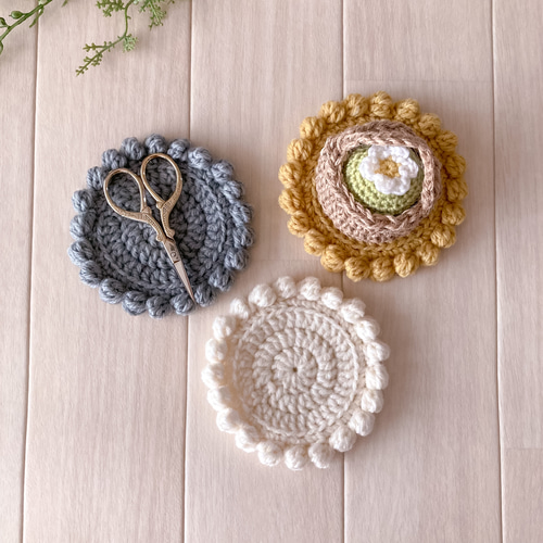 コースターバラ売り 縁がかわいいぽこぽこコースター 3枚セット コースター