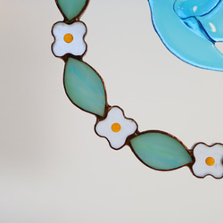白い小花のリースと水色の小鳥　✤ ＜ステンドグラス＞ ✤ 6枚目の画像