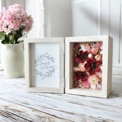 子育て感謝状 両親贈呈品｜コスモスが彩るフォトフレーム（プリザーブド・ドライフラワー／2色展開）結婚式・ウェディング 13枚目の画像