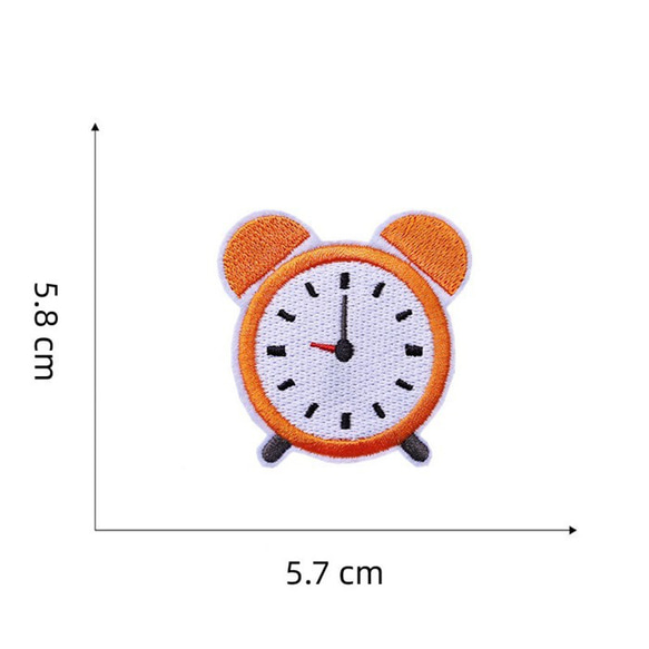 時計 アラーム ワッペン アップリケ アイロン対応 1枚入り 1枚目の画像