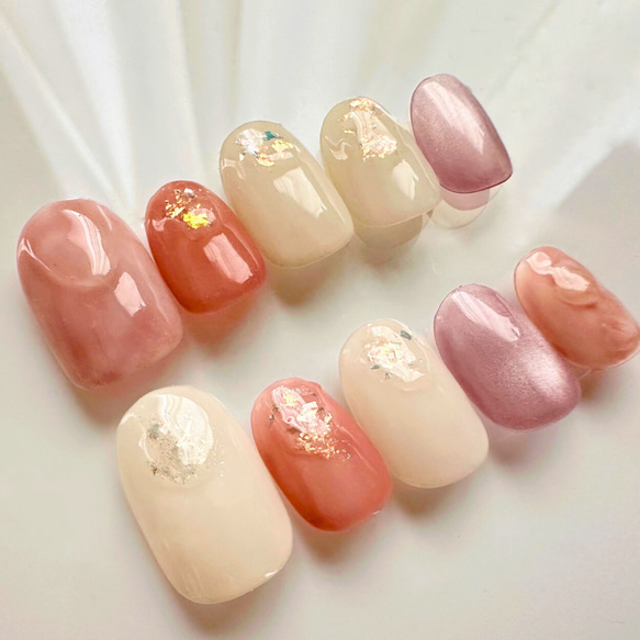 ニュアンスネイル ぷっくり ちゅるん ネイルチップ ハンドメイド