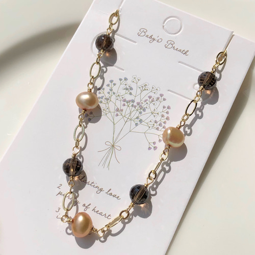 14kgfスモーキークォーツ✖️MOPブレスレット