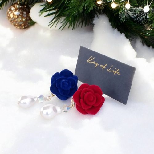 ピアス　夏　長め　薔薇　赤　カボション　和柄　浴衣　蝶　パール　イヤリング ピアス 夏 長め 薔薇 赤 カボション 和柄 浴衣 蝶 パール イヤリング