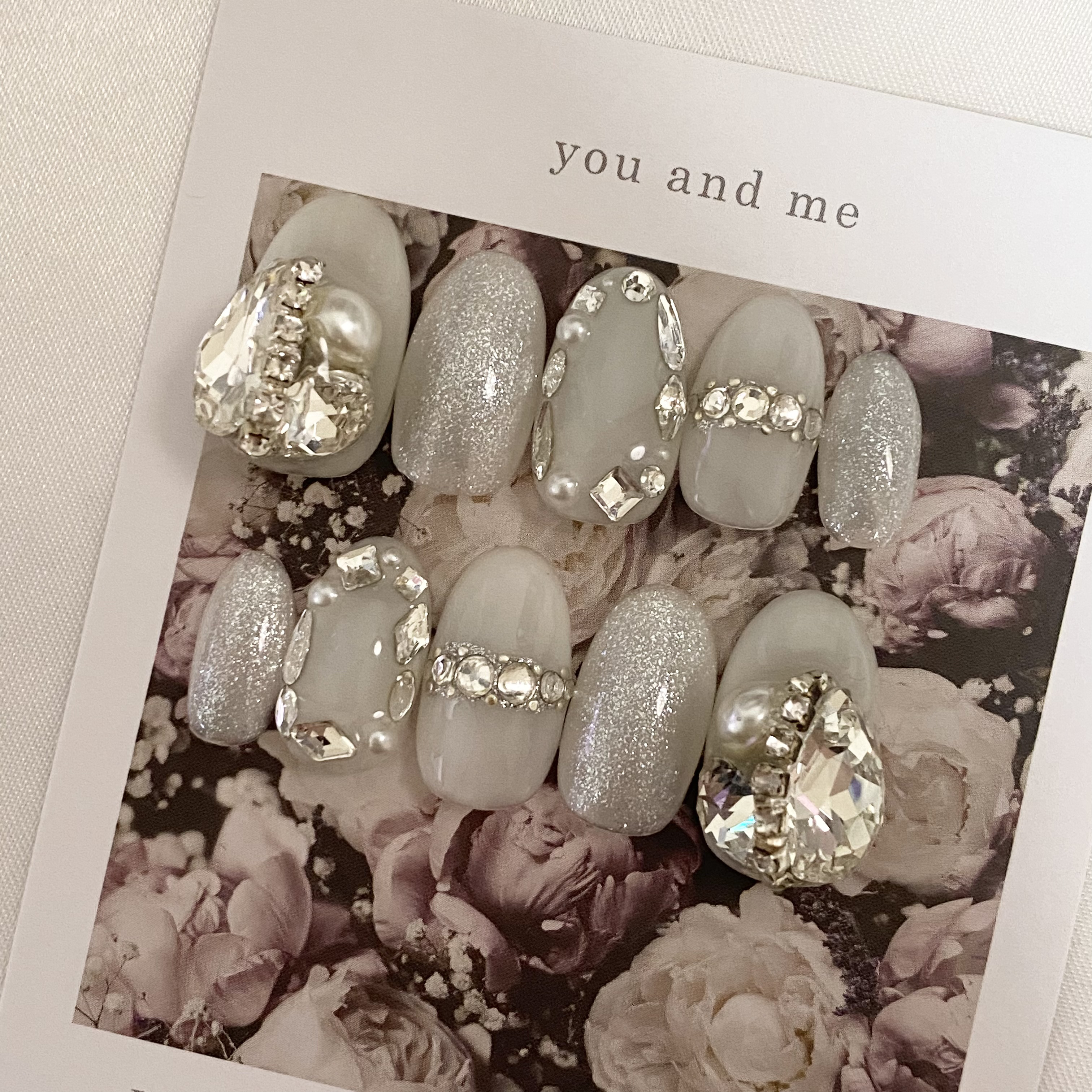 白ラメ　韓国ネイル　リング　指輪　ネイルチップ 白ラメ 韓国ネイル リング 指輪 ネイルチップ