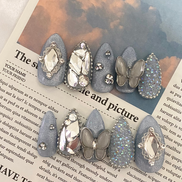 design84】韓国 ブルーマグネットネイルチップ（2）