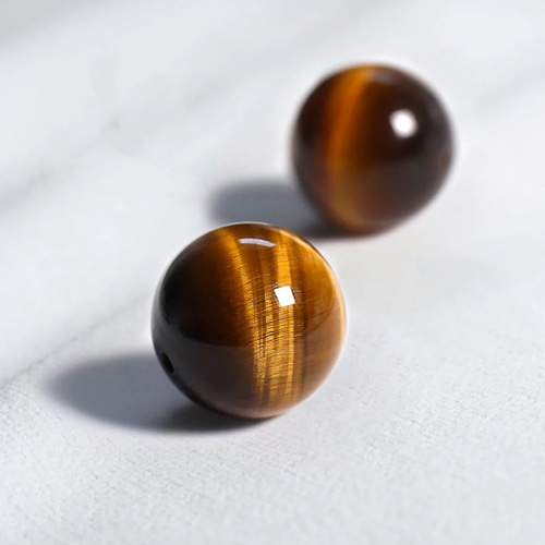 高品質 虎眼石（タイガーアイ）念珠 単珠 天然宝石 一粒の珠 14mm