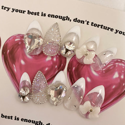 design108】韓国 ホワイトフレンチネイルチップ ネイルチップ（つけ爪  