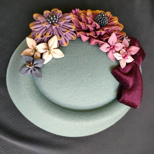 ミニベレーモチーフ ヘッドドレス つまみ細工 成人式 七五三 卒業式 髪