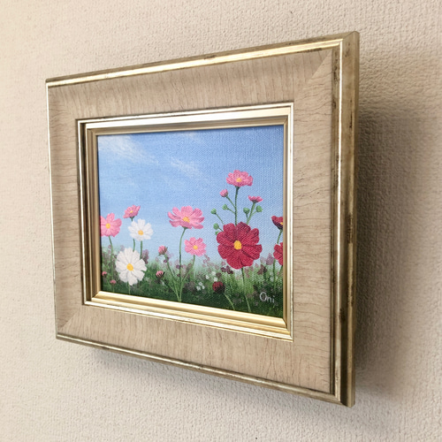 アクリル画　原画　「秋の湖畔」額縁付　F3サイズ　キャンバス　風景画 秋の湖畔02」アクリル画 額縁付 原画 キャンバス F4サイズ 風景
