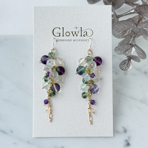 カイヤナイトとフローライトの14kgfピアス