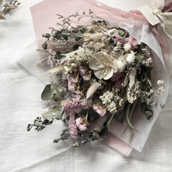ホワイトピンクのナチュラルスワッグ】ドライフラワー スワッグ ブーケ