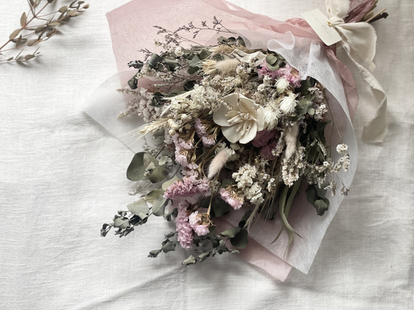 ＊Natural＊リューカとホワイトスワッグ＊ドライフラワースワッグ ホワイト×グリーン系ドライフラワースワッグ | ドライフラワーと