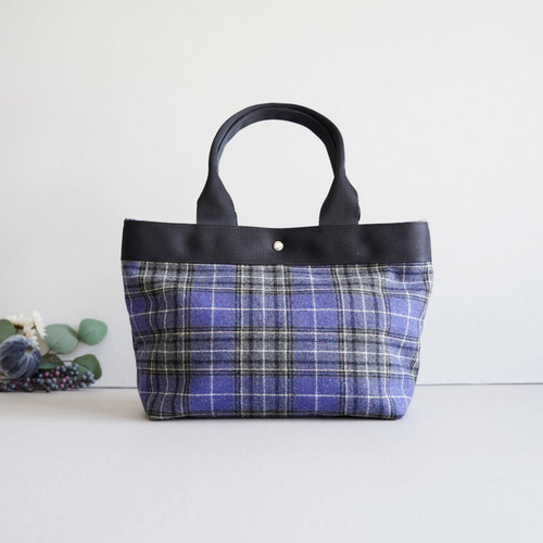 familiar マザーズバッグ ネイビー 青チェック柄 美品 ファミリア