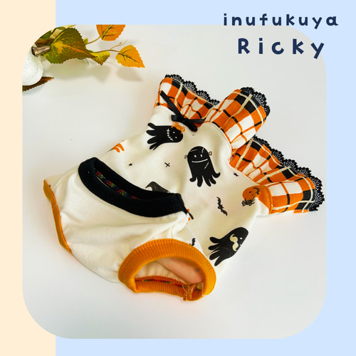 ハロウィン☆たこさんウインナーとチェックのお洋服 犬服 ラメ