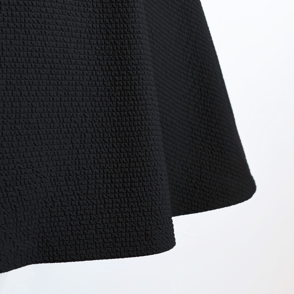 【選べる3色◎】ワッフルふくれジャガード フレアスカート【ブラック】 8枚目の画像