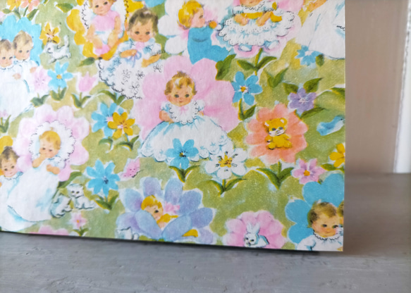 U.S.A. ヴィンテージ包装紙【お花畑のベビー】DA-WP077 4枚目の画像