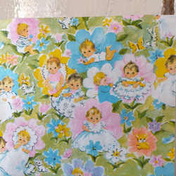 U.S.A. ヴィンテージ包装紙【お花畑のベビー】DA-WP077 3枚目の画像