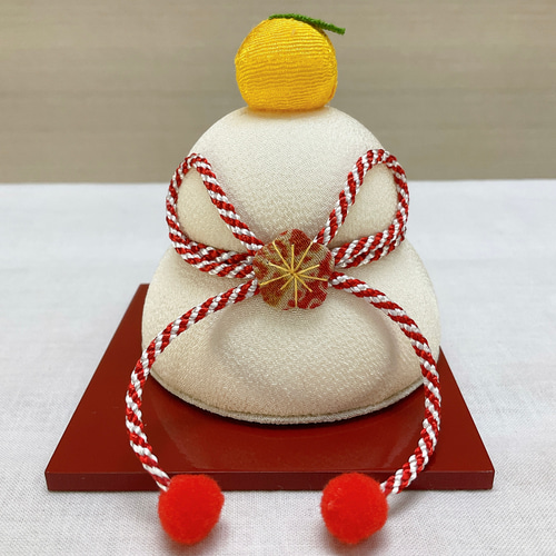 お正月飾り【ちりめん 花結び鏡餅 屏風付き】一月インテリア