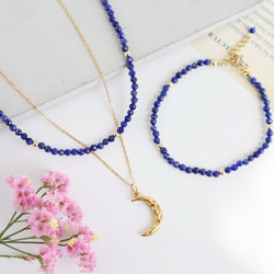 コーデが完成♪ラピスラズリ・三日月ネックレス+ブレスレット3点set