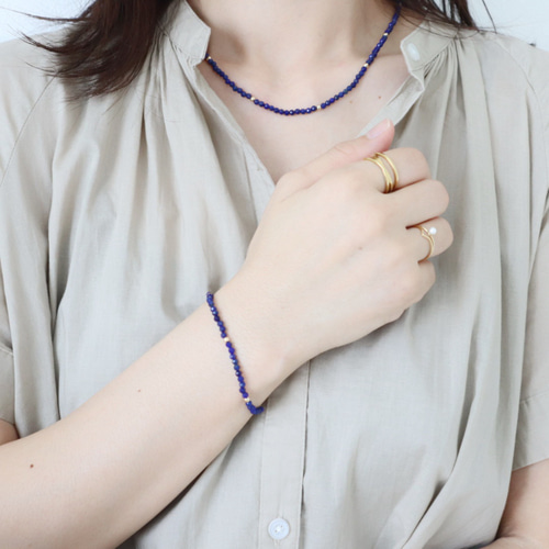 コーデが完成♪ラピスラズリ・三日月ネックレス+ブレスレット3点set
