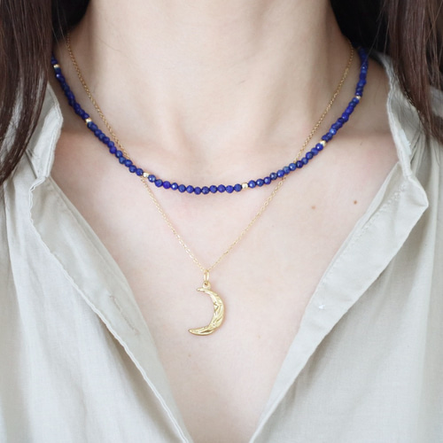コーデが完成♪ラピスラズリ・三日月ネックレス+ブレスレット3点set