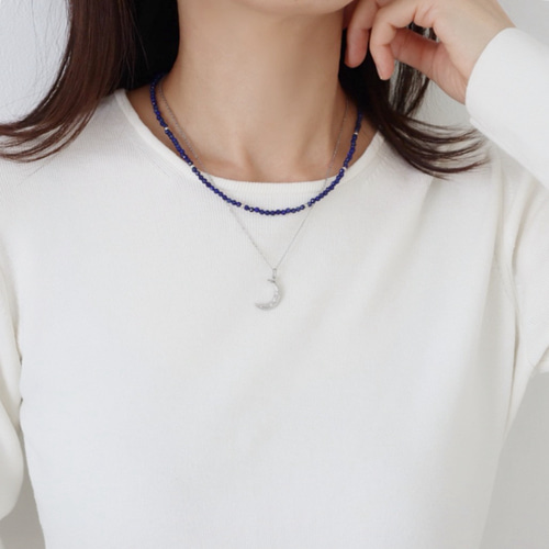 コーデが完成♪ラピスラズリ・三日月ネックレス+ブレスレット3点set