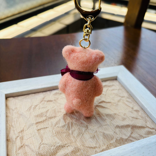 羊毛フェルト くまフラワー キーホルダー 3種 羊毛フェルト toiro