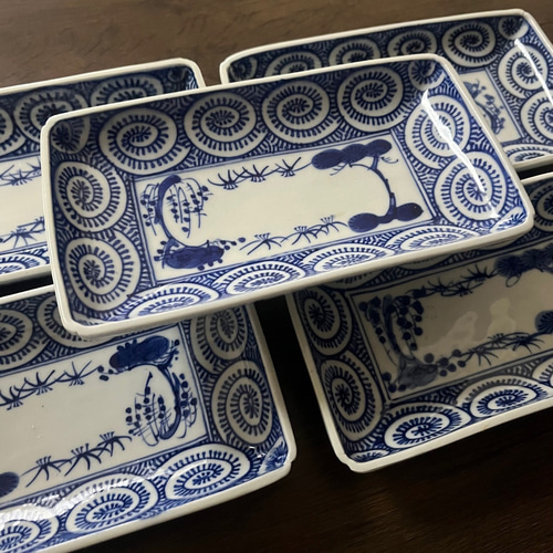 古美術 古伊万里 蛸唐草模様(金継) ブルー