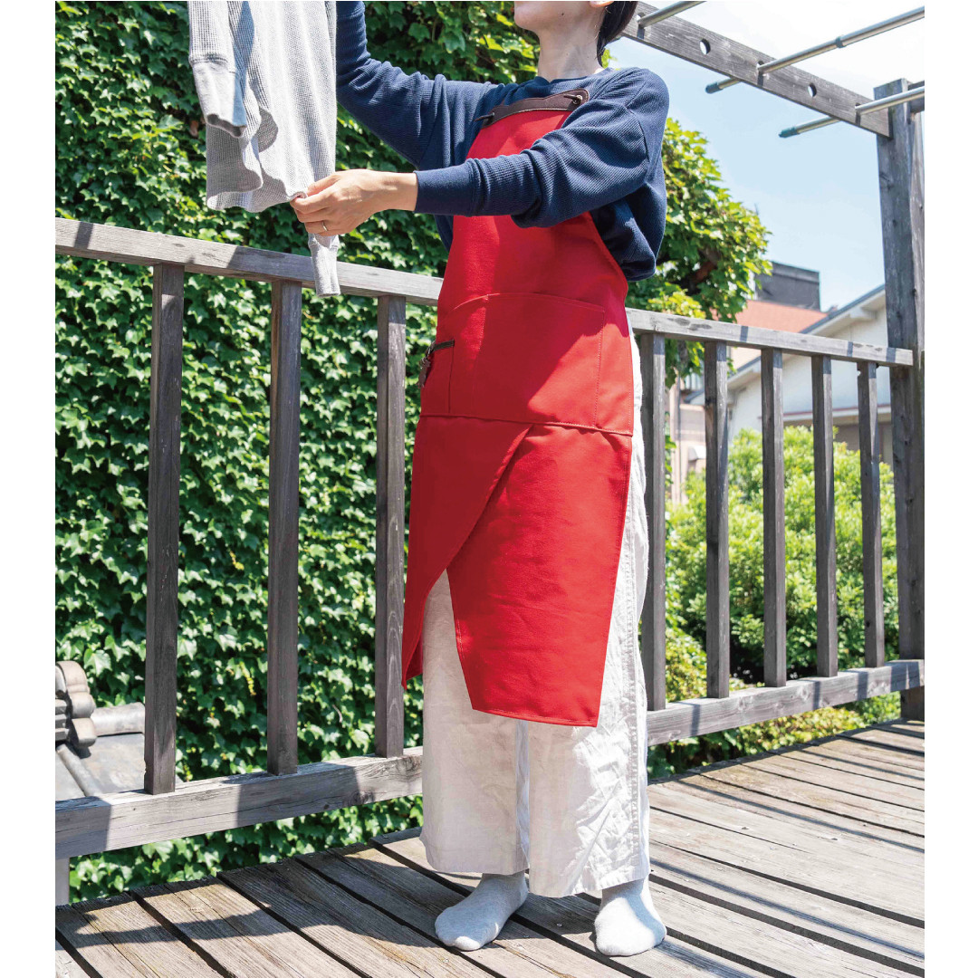 保護ネコ支援【aoneco×aruci】ハカマエプロン レッド 寄付チケット800円分付き an039