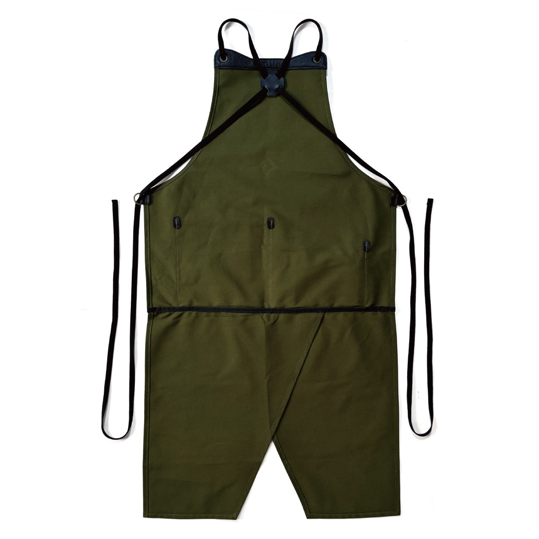 保護ネコ支援【aoneco×aruci】ハカマエプロン カーキ 寄付チケット800円分付き an039