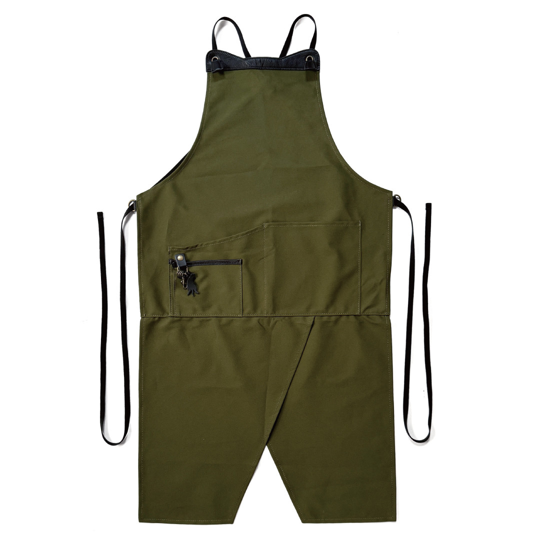 保護ネコ支援【aoneco×aruci】ハカマエプロン カーキ 寄付チケット800円分付き an039