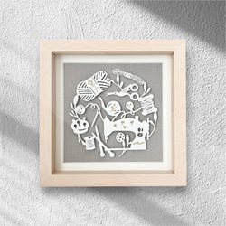 【​限​定​販​売​】 額装切り絵『六月の花園には』 13836749 通販 nopico 切り絵 絵画