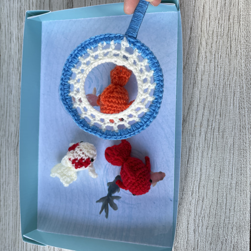 編みぐるみ☆金魚すくい（3匹セット） おもちゃ・人形 Atelierすーじー