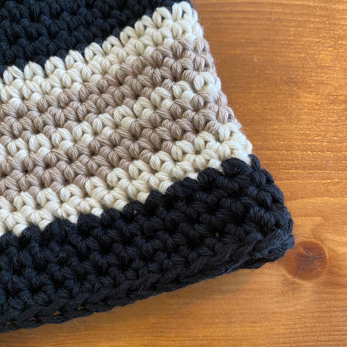 ボーダーデザインのクロシェハット* バケットハット バケハ