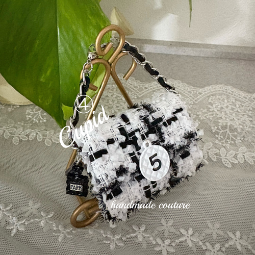 ワイズ・ネーションズのツイードを使ったモノトーンラぺバッグ（バッグ  