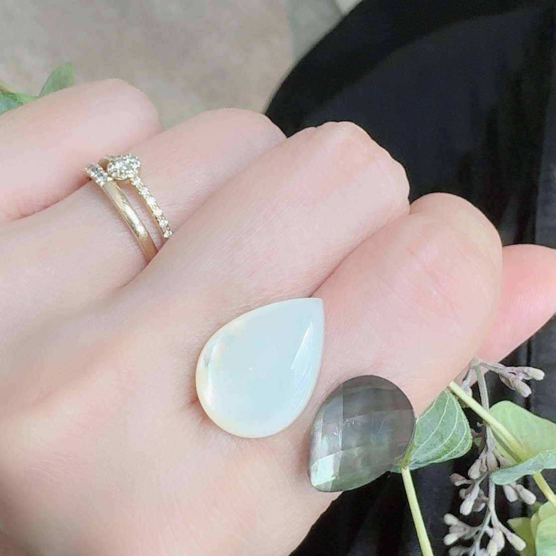 【幸運とパワーを身にまとうリング】ブルータイガーアイ x ホワイトシェルのフォークリング