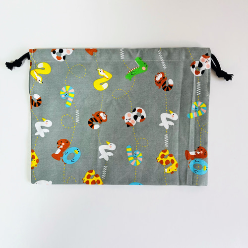 かわいいどうぶつが数字になってる柄の巾着袋＊050906c 巾着袋 手作り