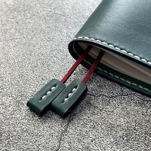 手縫】CampusセミB5ダイヤリー&ノート用ブルーグリーン本革カバー