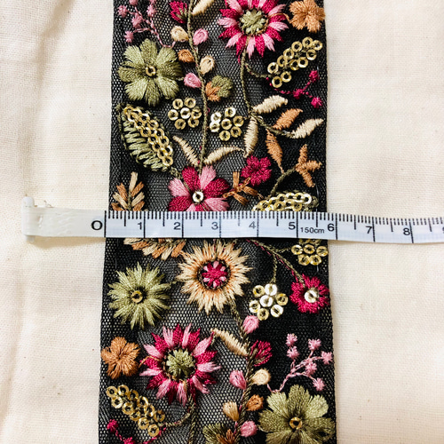 インド刺繍リボン】幅5.5cm・50cm｜花柄チュール｜ハンドメイド資材