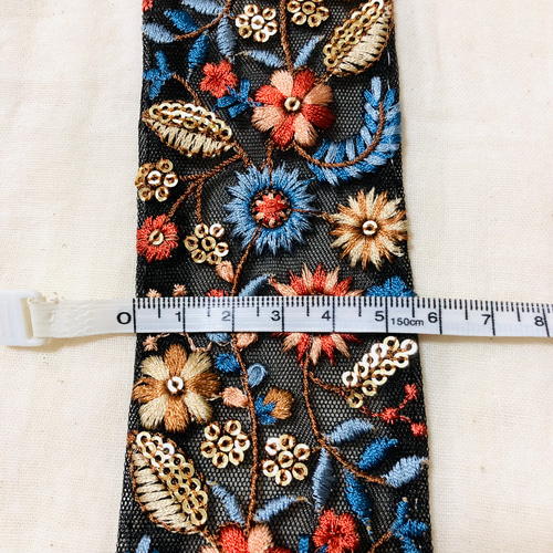 インド刺繍リボン】幅5.5cm・50cm｜花柄チュール｜ハンドメイド資材