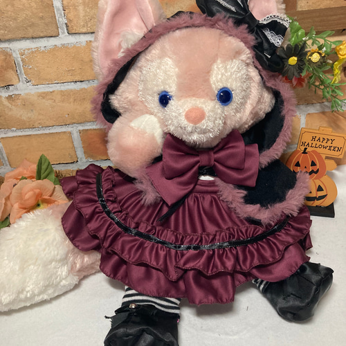 ハンドメイド★ハロウィンプリントワンピース★ストラップ♡ぬいぐるみバッジ用コス ハンドメイド☆ハロウィンプリントワンピース☆ストラップ